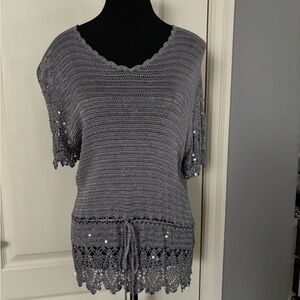 Jacques Vert vintage grey/ silver crochet top.